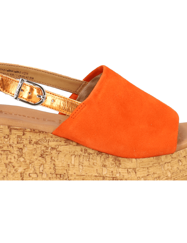 TAMARIS-Veloursleder-Keilsandale-orange