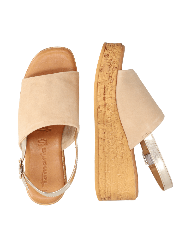 TAMARIS-Veloursleder-Keilsandale-orange