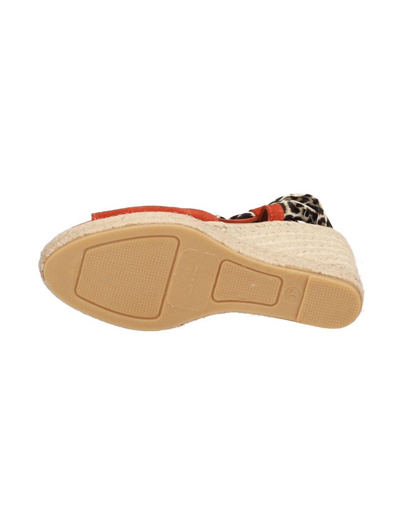 Pat-Calvin-velur-sandály-na-klínku-červená