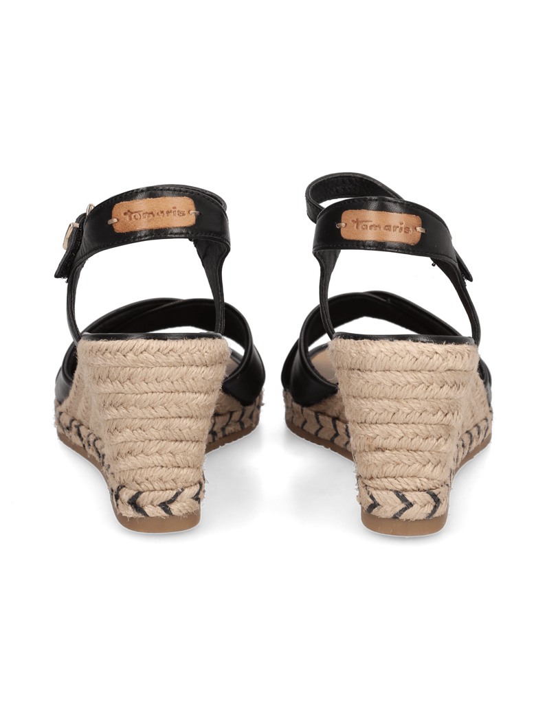 TAMARIS-Glattleder-Keilsandale-schwarz