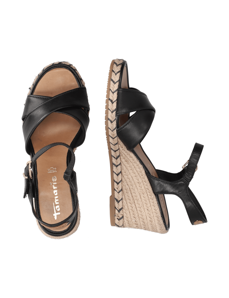 TAMARIS-Glattleder-Keilsandale-schwarz