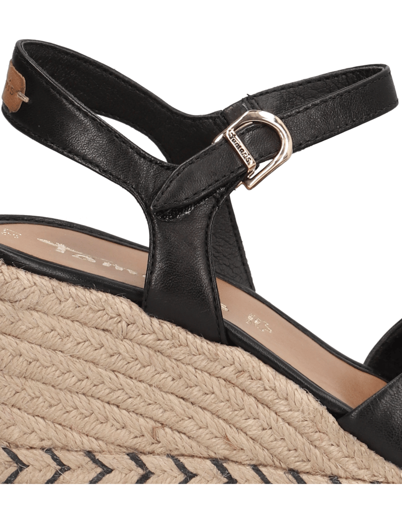 TAMARIS-Glattleder-Keilsandale-schwarz
