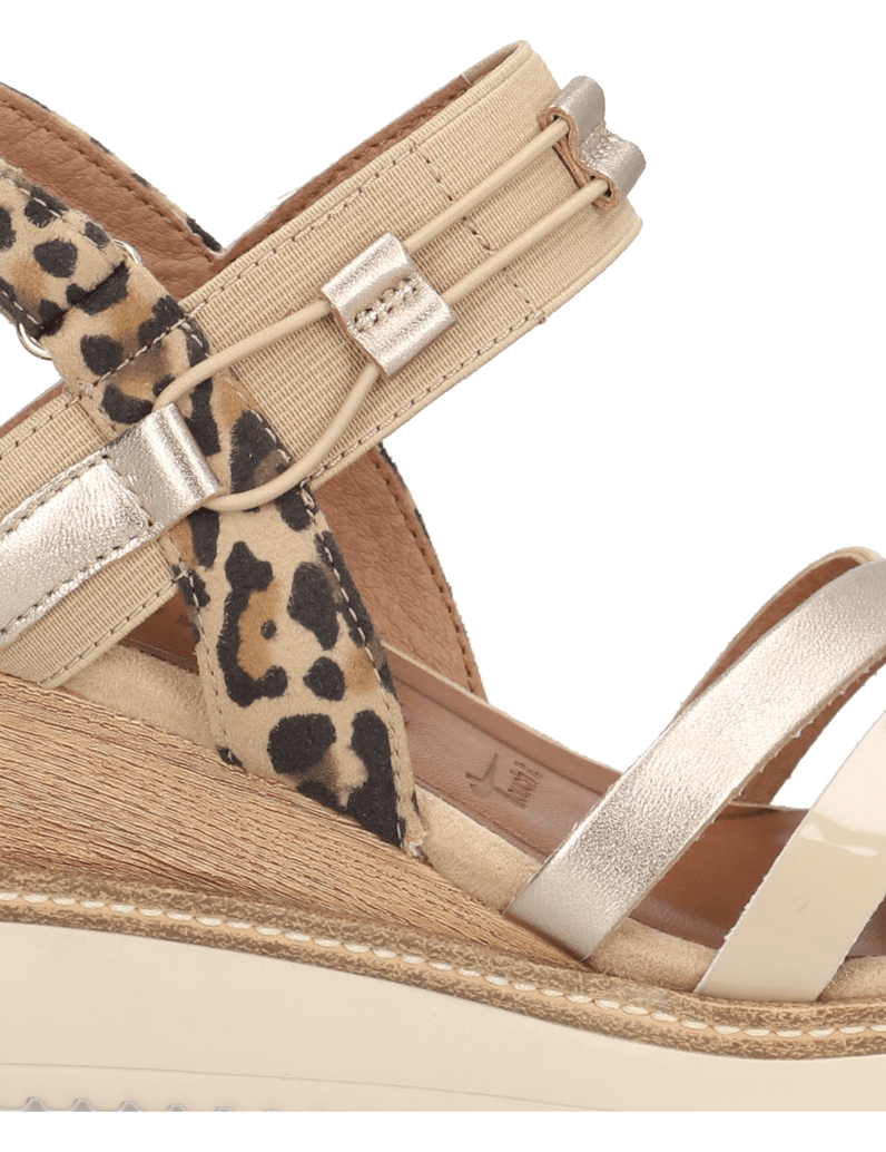 TAMARIS-Lederkombination-Keilsandale-beige