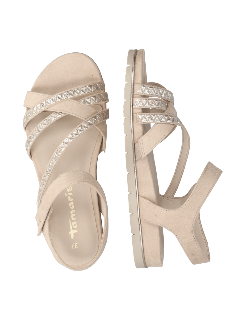 TAMARIS-imitacijski-velur-sandali-bež