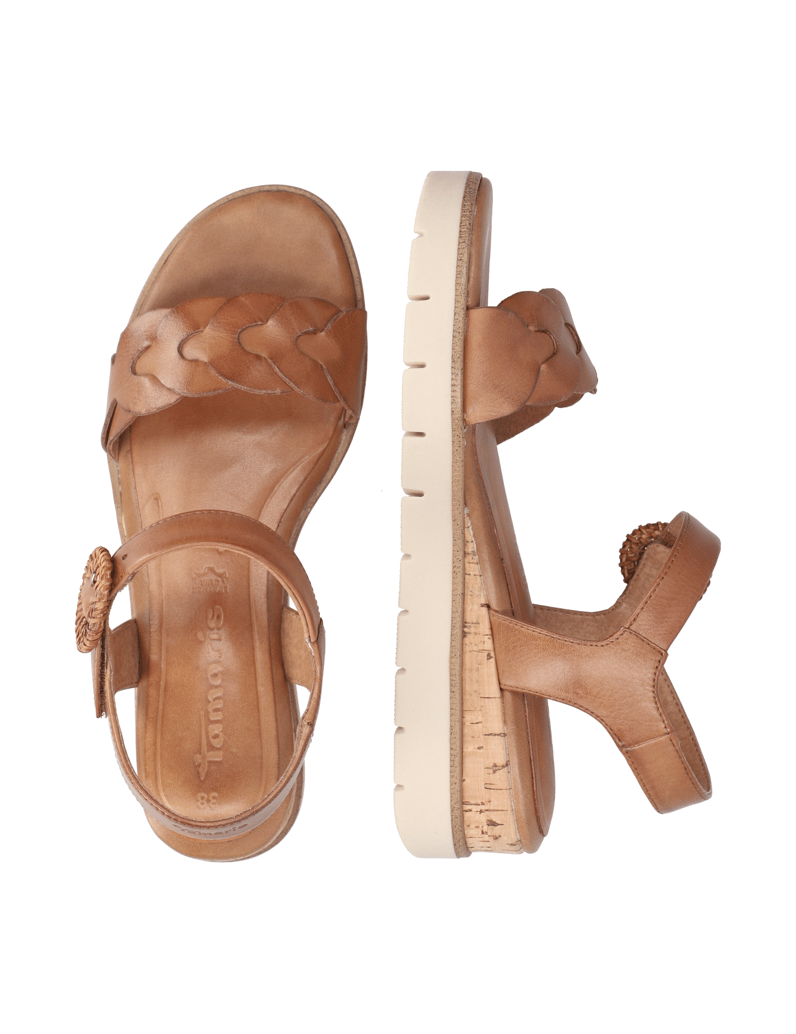 TAMARIS-Glattleder-Sandale-cognac