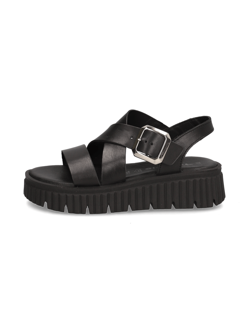 TAMARIS-Glattleder-Sandale-schwarz