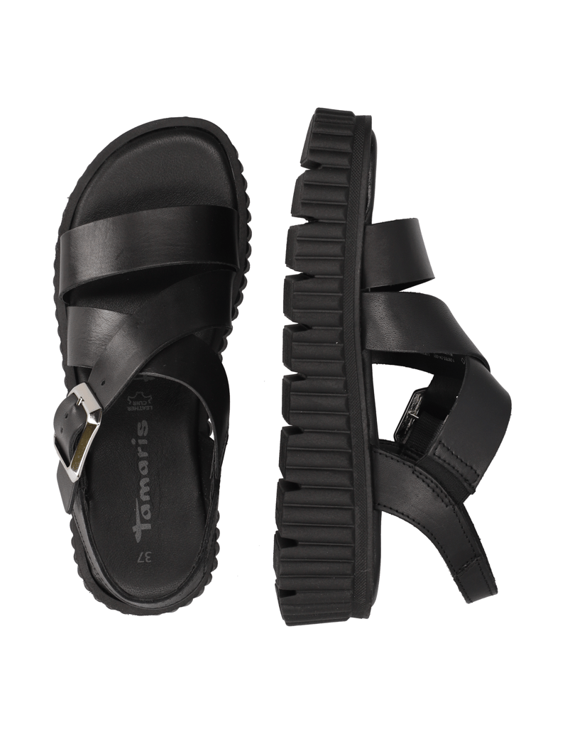 TAMARIS-Glattleder-Sandale-schwarz