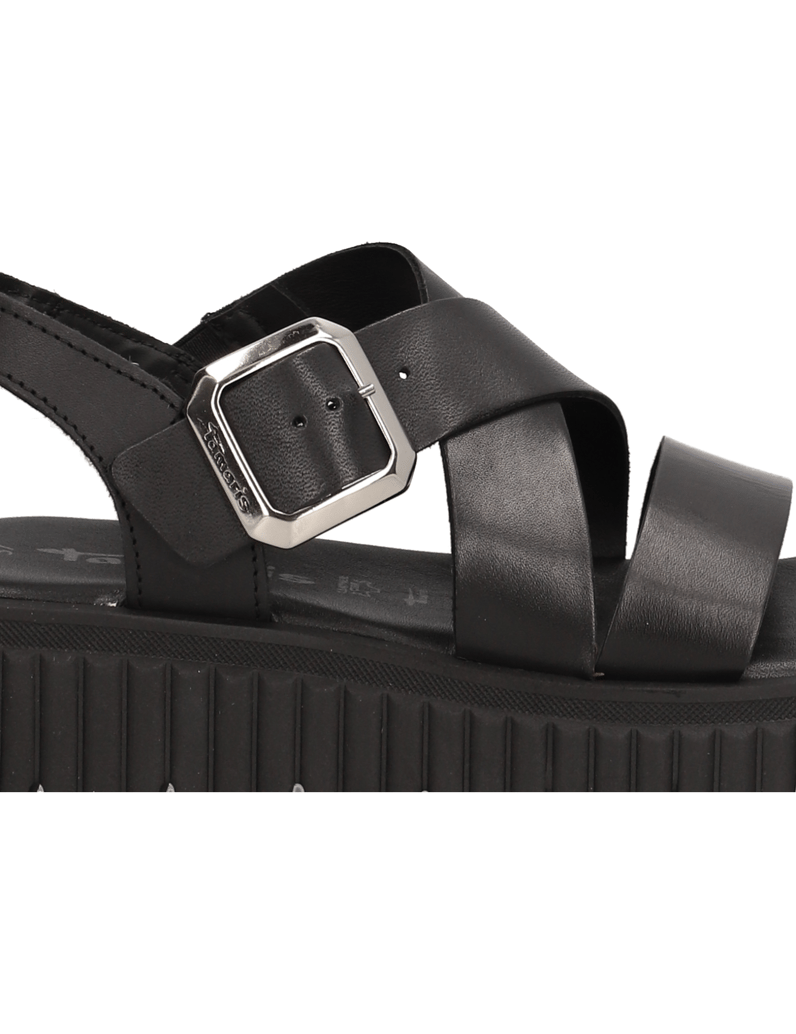 TAMARIS-Glattleder-Sandale-schwarz