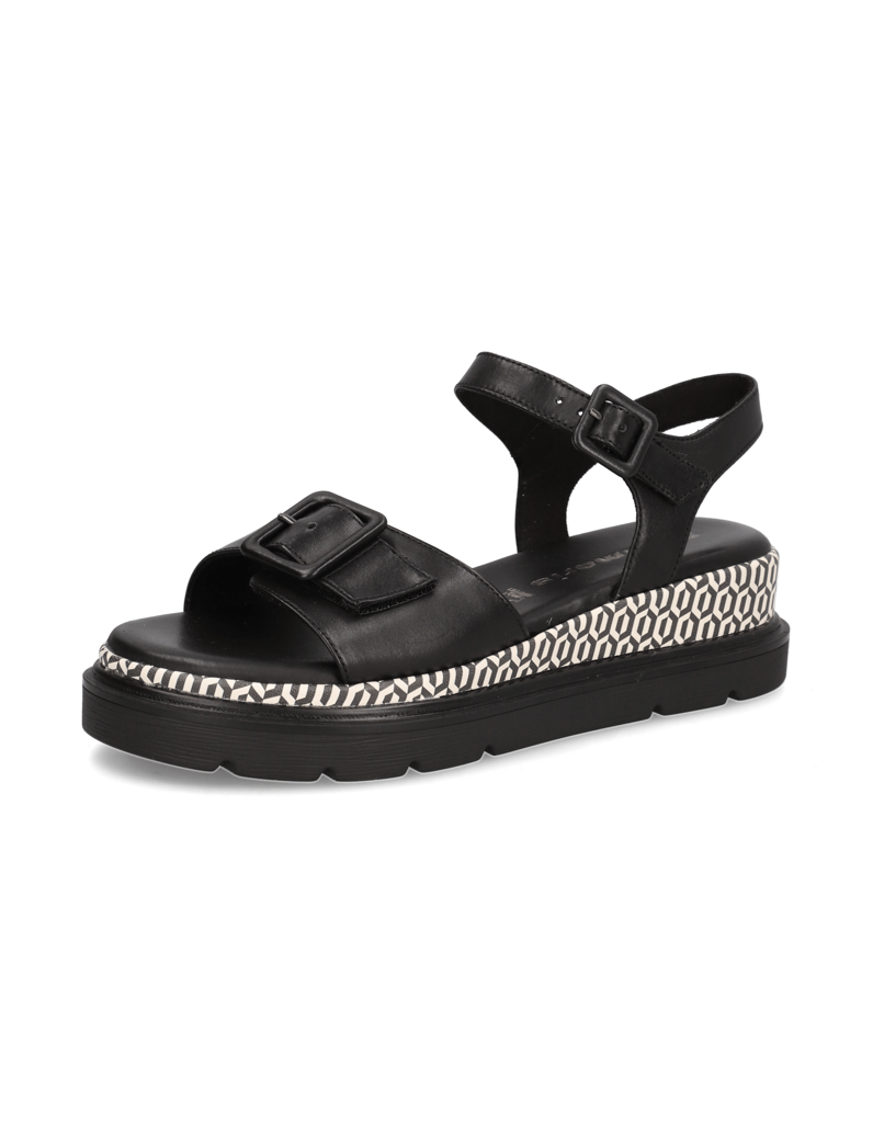 TAMARIS-Glattleder-Sandale-schwarz