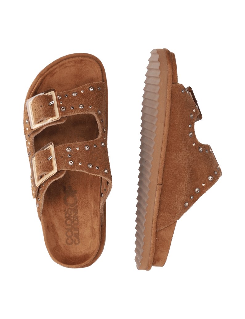 Colors-of-California-Veloursleder-Pantoffel-cognac