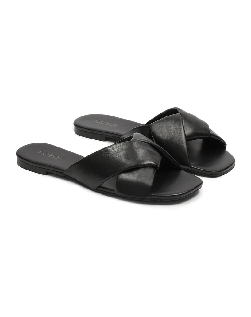 Kazar-Schwarze-Lederrutschen-mit-weichen-Rieme-schwarz