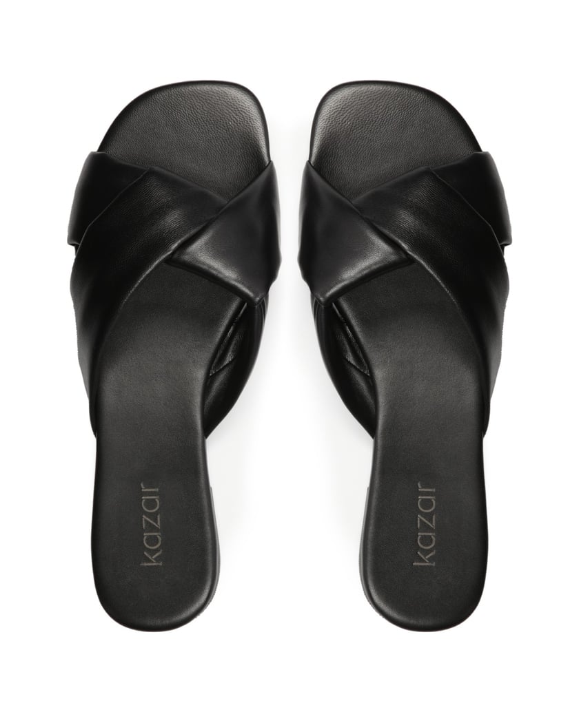 Kazar-Schwarze-Lederrutschen-mit-weichen-Rieme-schwarz