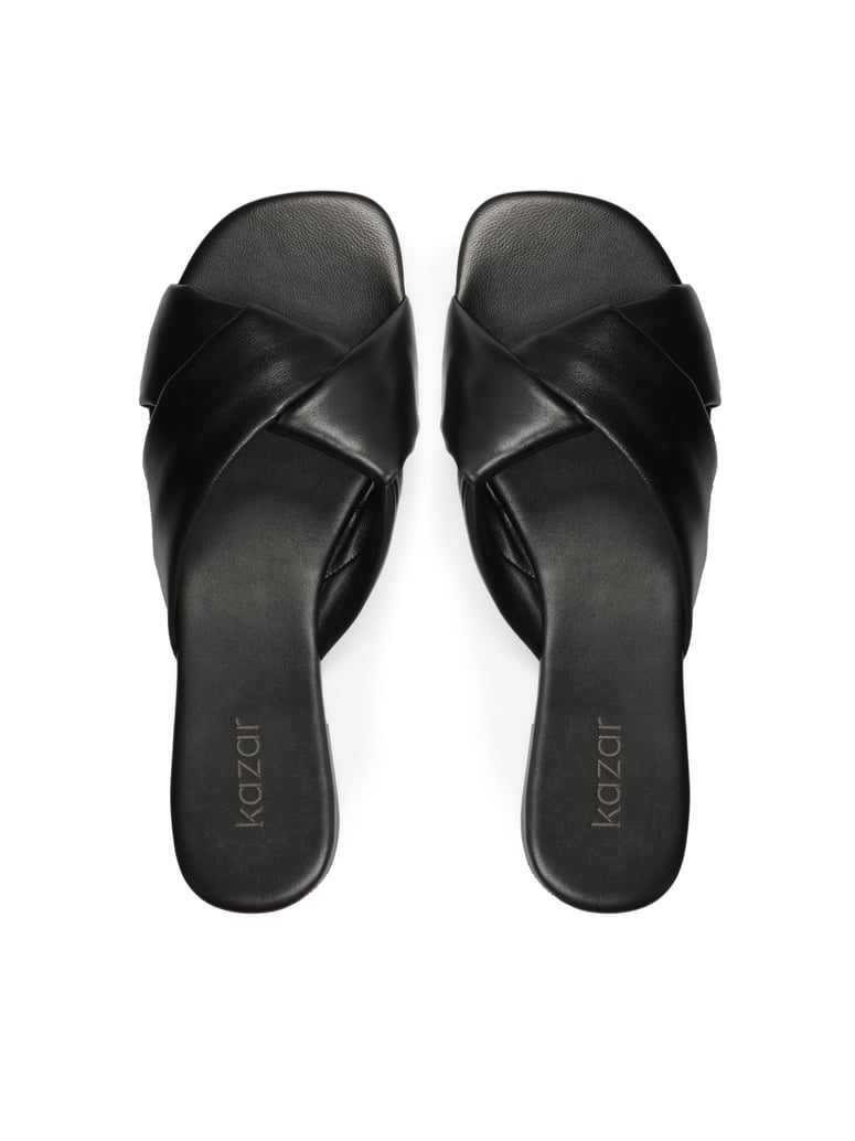 Kazar-Leather-black-slides-with-soft-straps-čierna