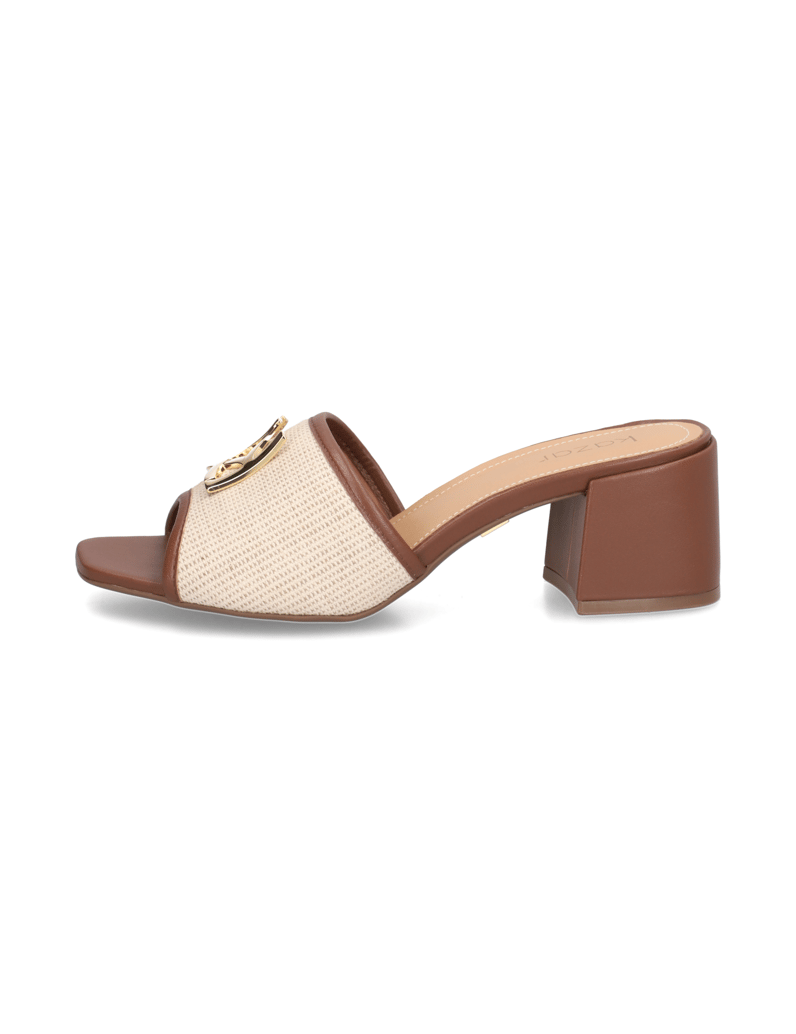 Kazar-Leather-mules-with-canvas-fabric-strap-hnedá