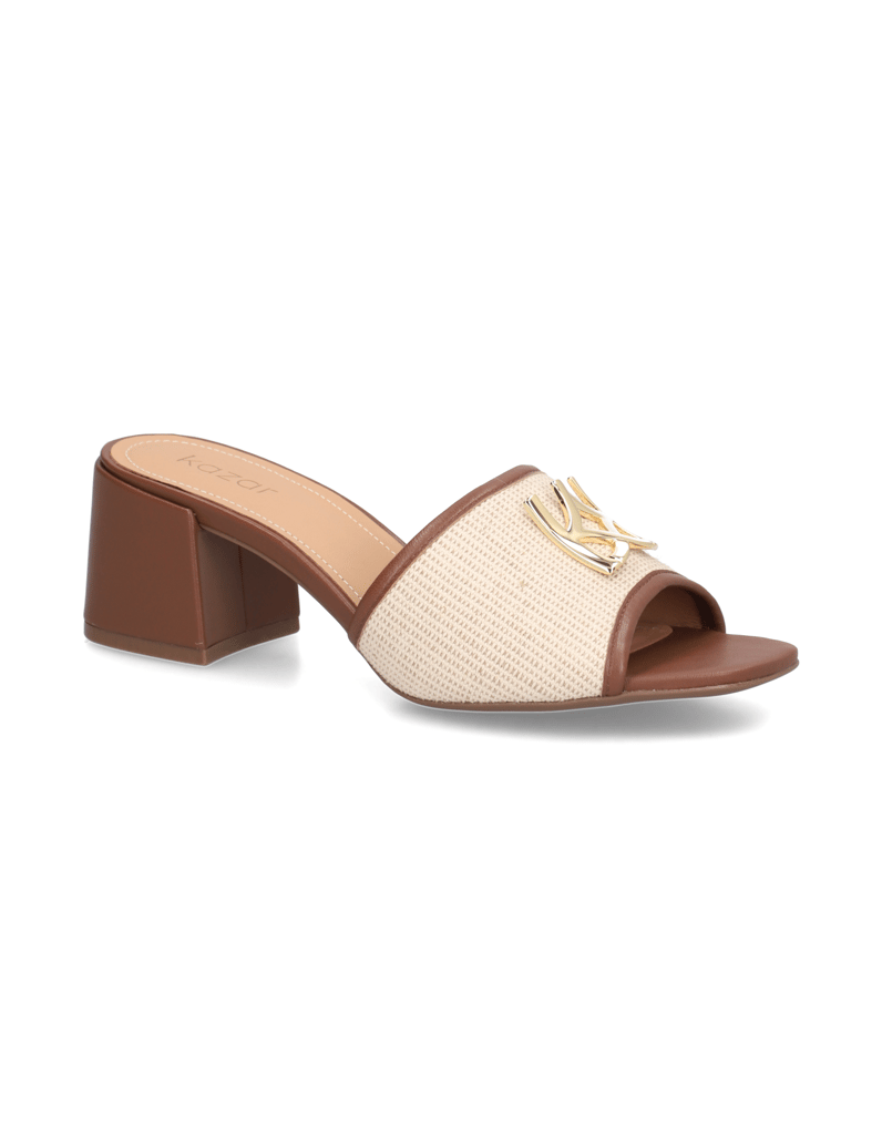 Kazar-Leather-mules-with-canvas-fabric-strap-hnedá