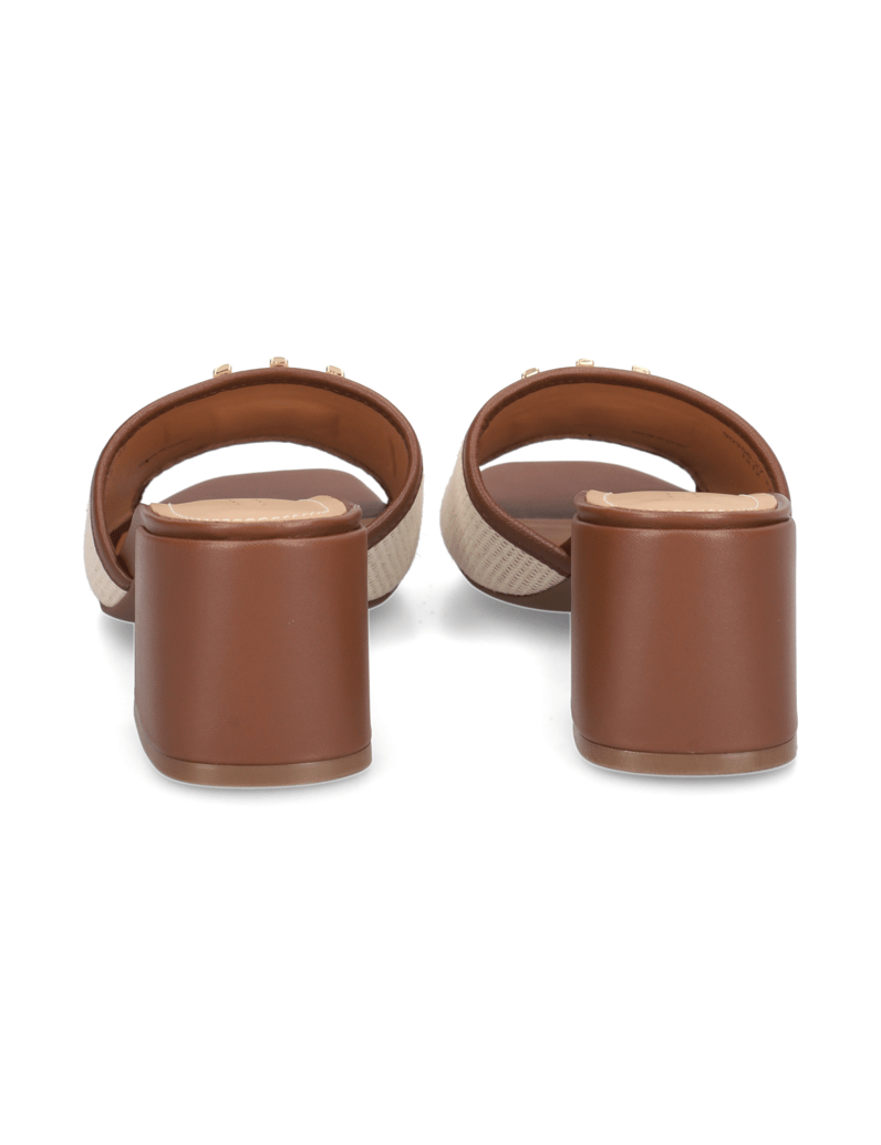 Kazar-Leather-mules-with-canvas-fabric-strap-hnedá