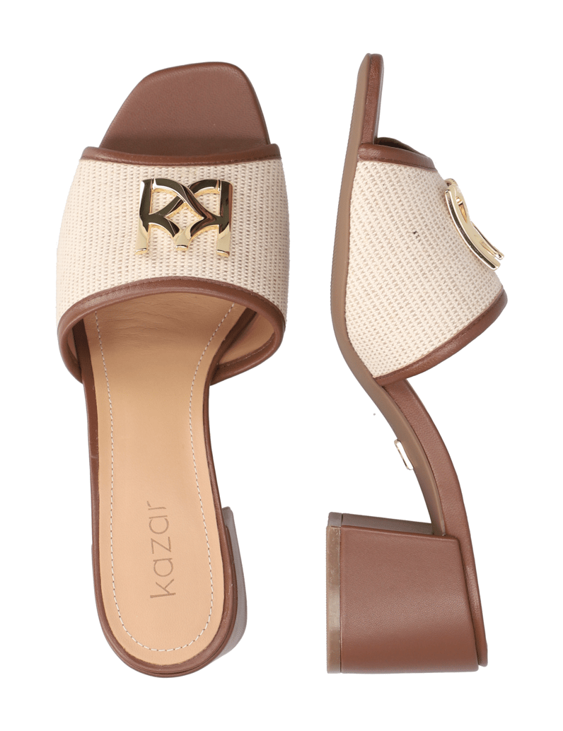 Kazar-Leather-mules-with-canvas-fabric-strap-hnedá