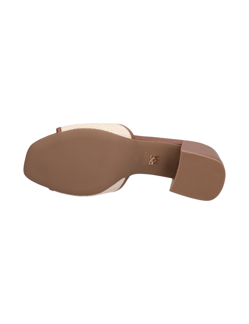 Kazar-Leather-mules-with-canvas-fabric-strap-hnedá