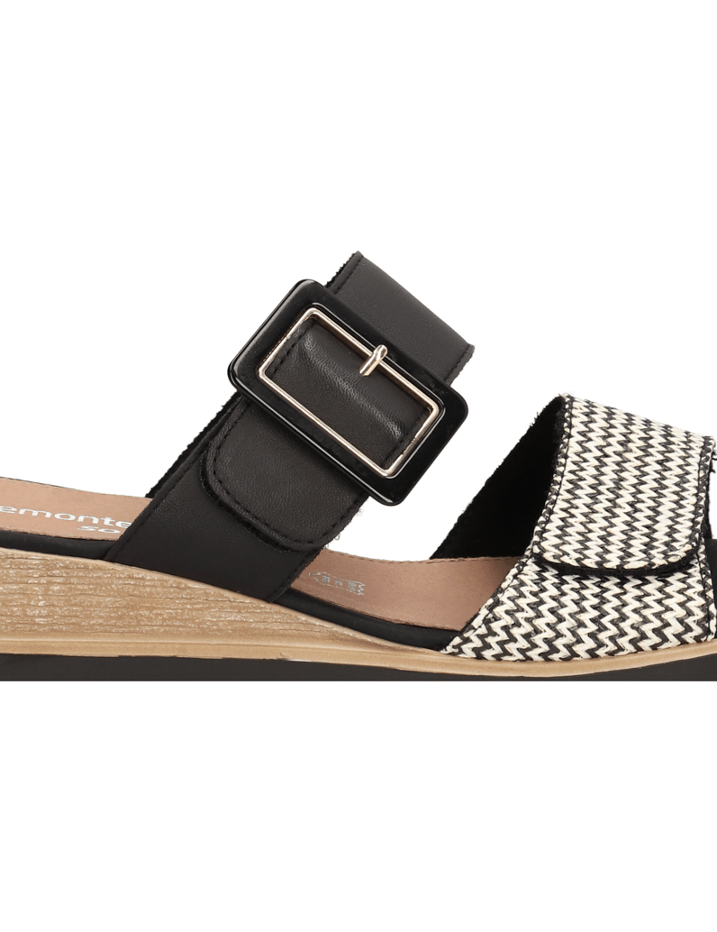 Remonte-Lederkombination-Pantoffel-schwarz