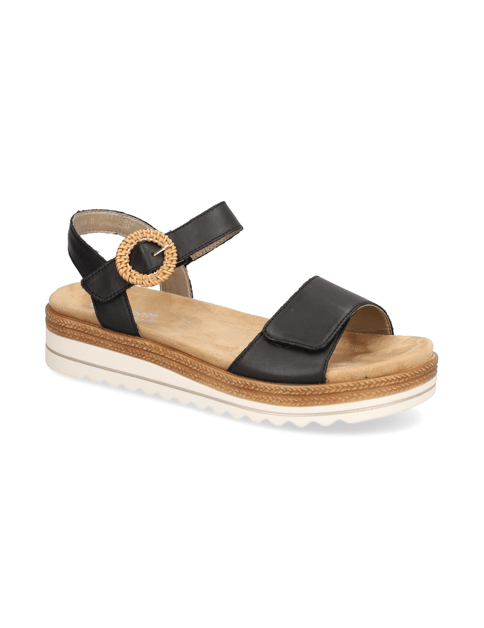 

hladká koža sandále, Čierna