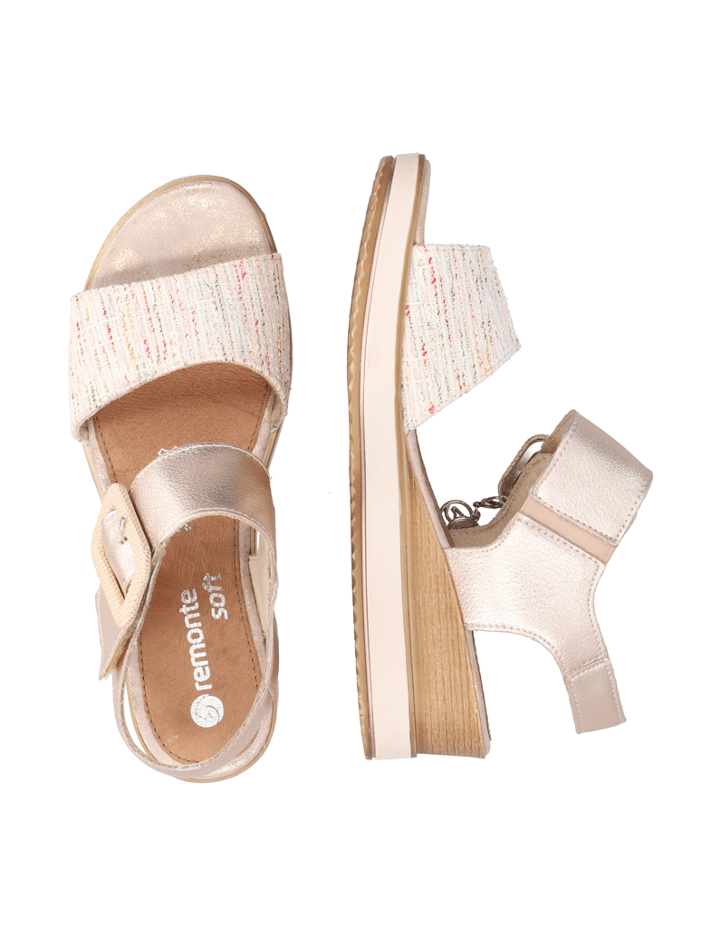 Remonte-Lederkombination-Keilsandale-beige