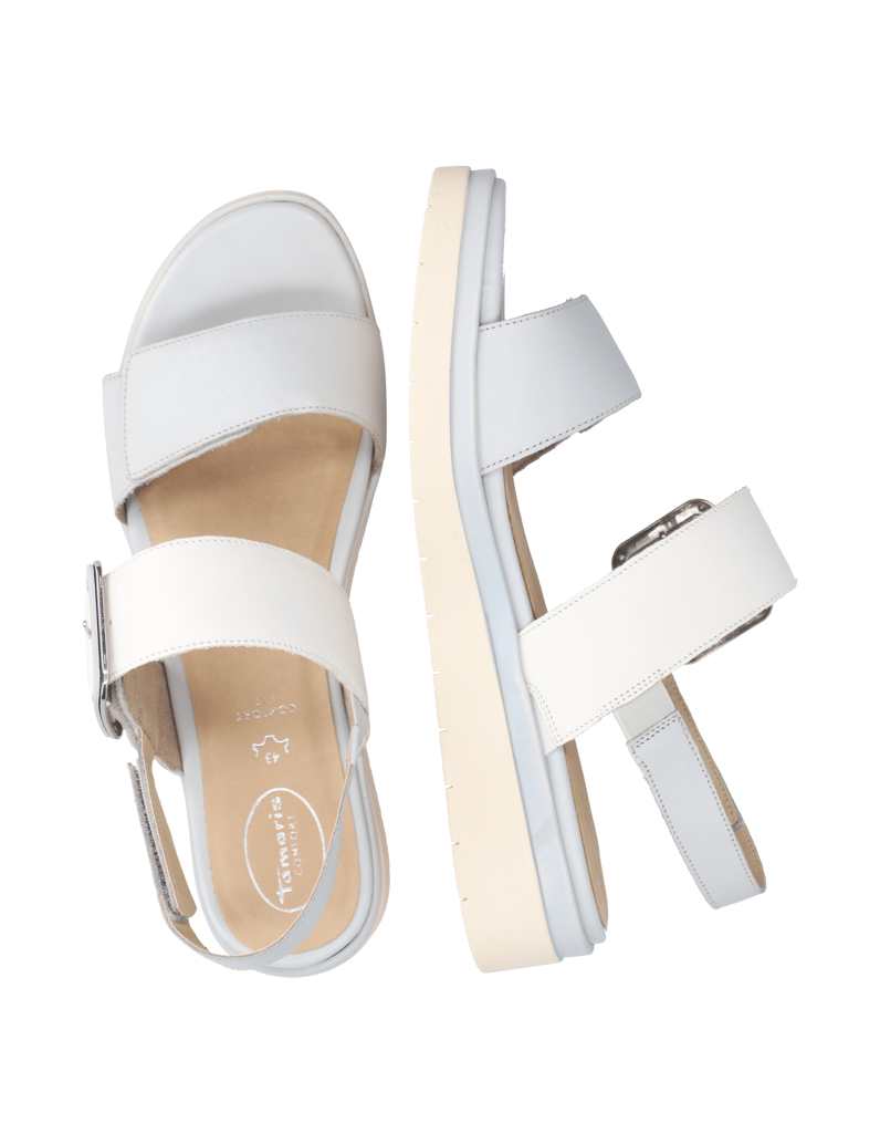 TAMARIS-Comfort-Glattleder-Keilsandale-silber