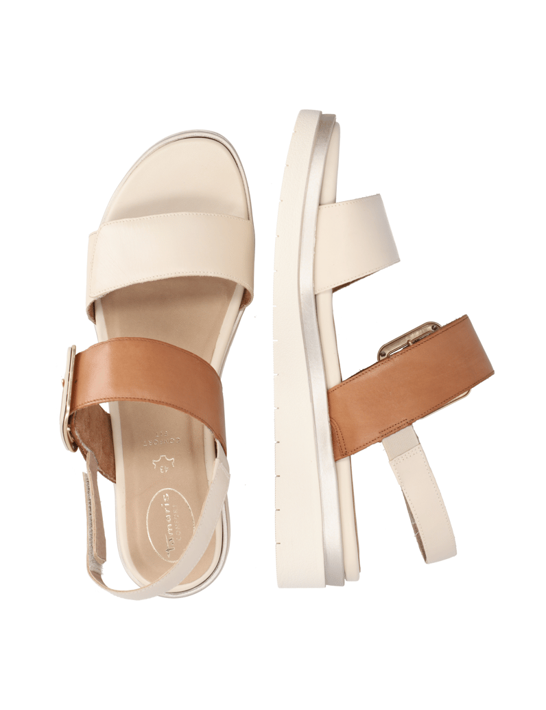 TAMARIS-Comfort-Glattleder-Keilsandale-silber