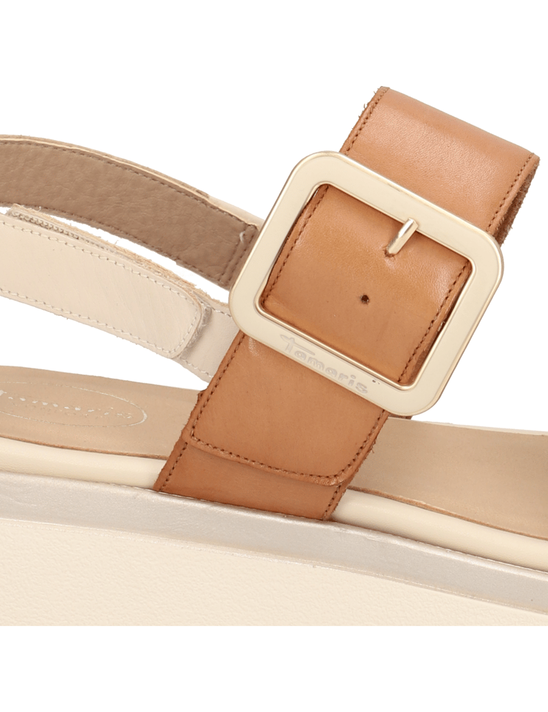 TAMARIS-Comfort-Glattleder-Keilsandale-silber