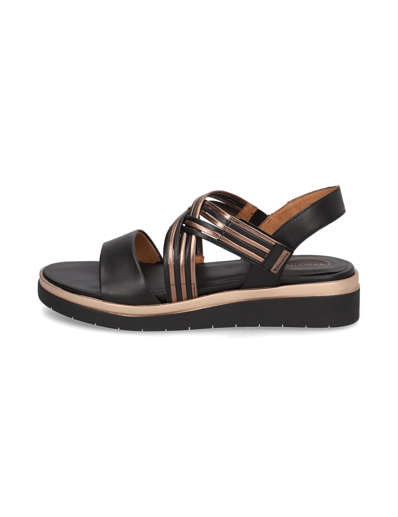 TAMARIS-Comfort-Lederkombination-Keilsandale-schwarz