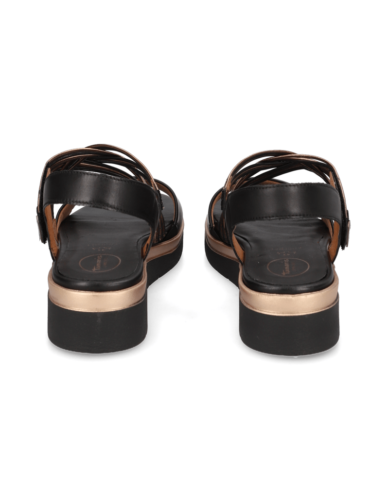 TAMARIS-Comfort-Lederkombination-Keilsandale-schwarz