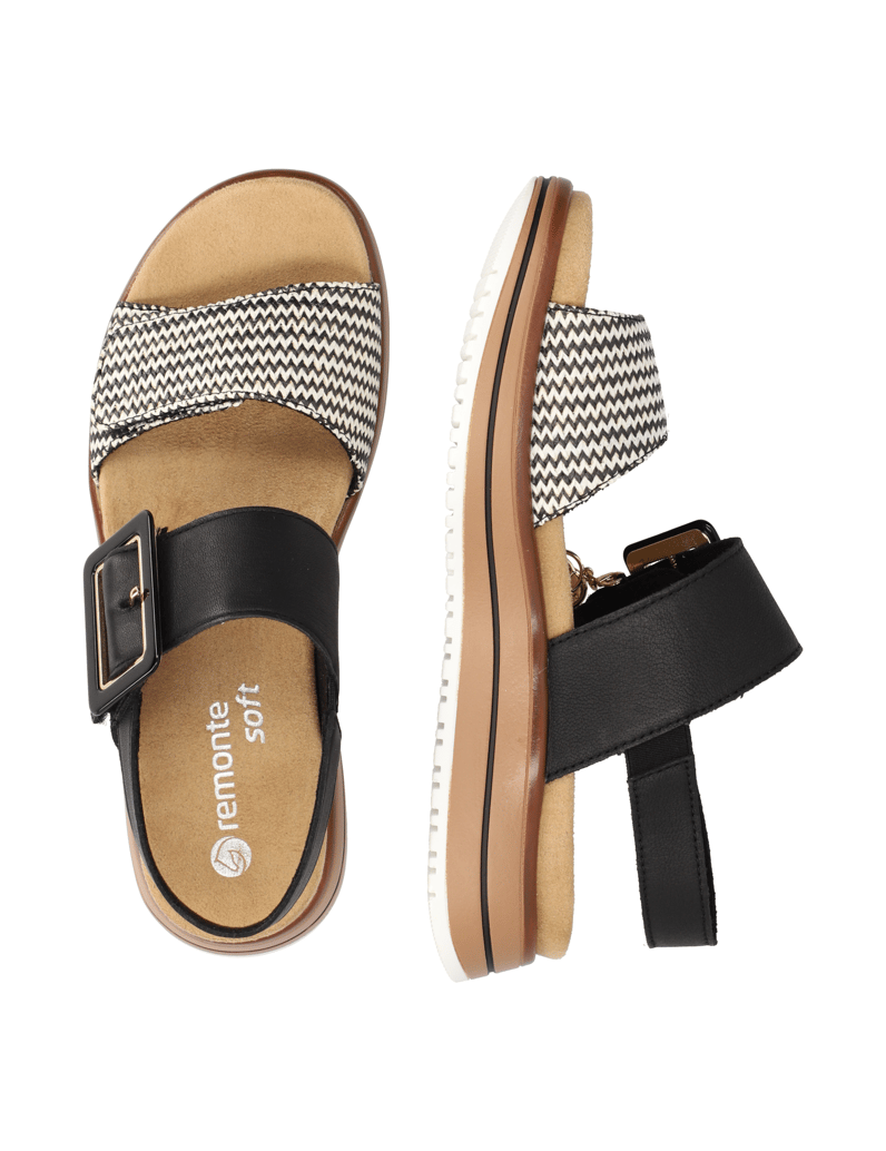 Remonte-Lederkombination-Sandale-schwarz