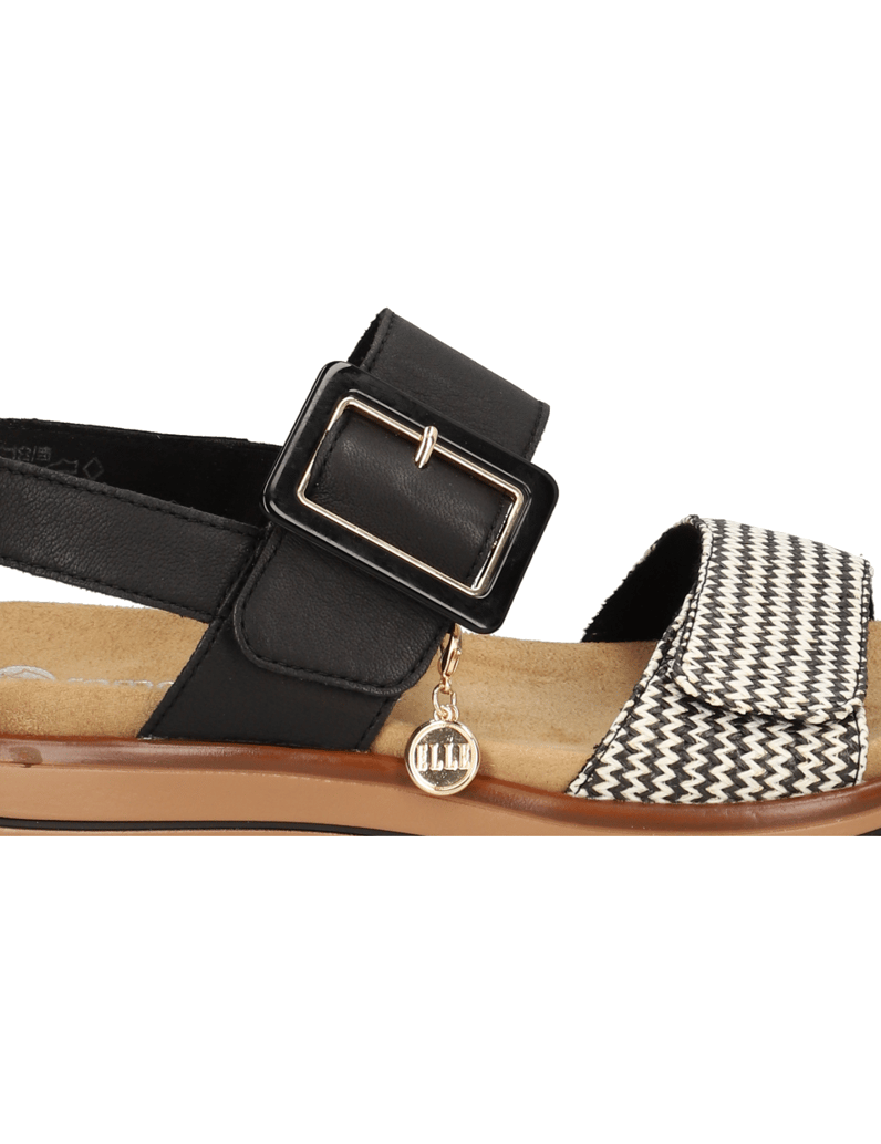 Remonte-Lederkombination-Sandale-schwarz