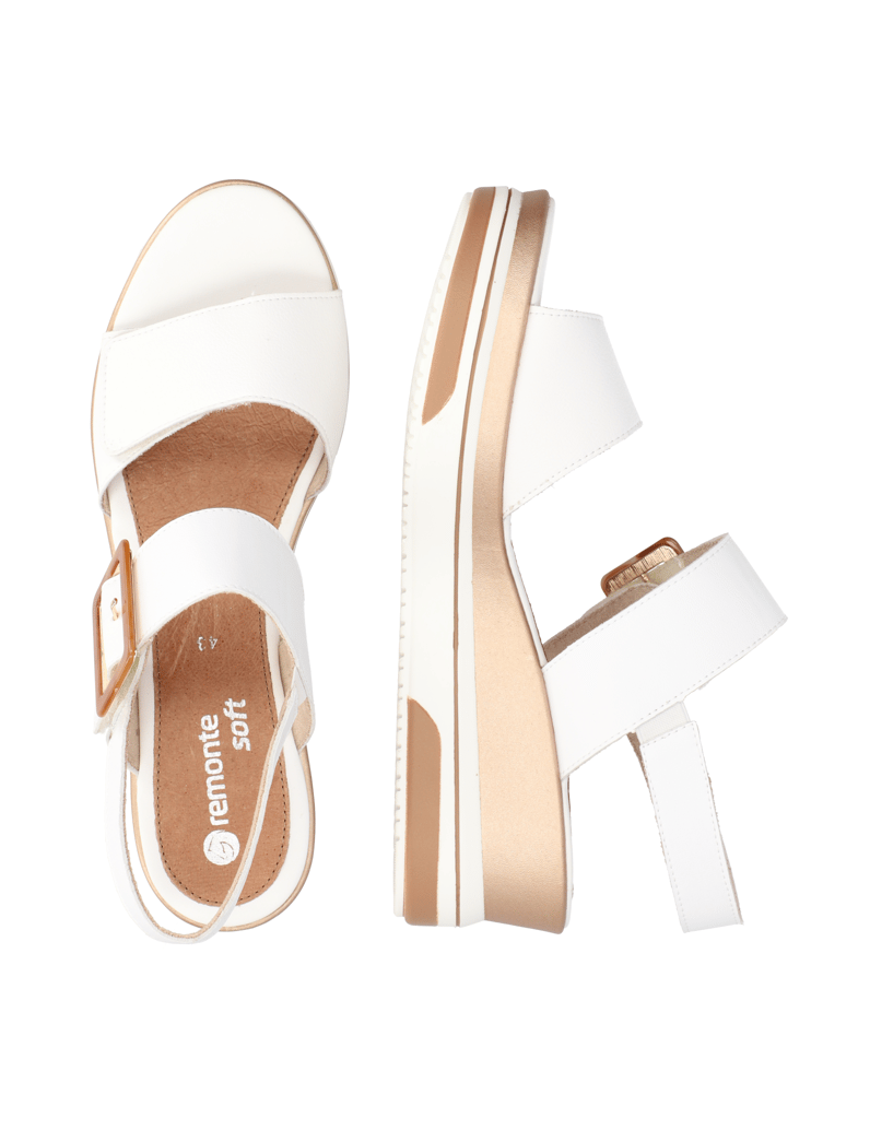 Remonte-hladká-kůže-sandály-na-klínku-bílá