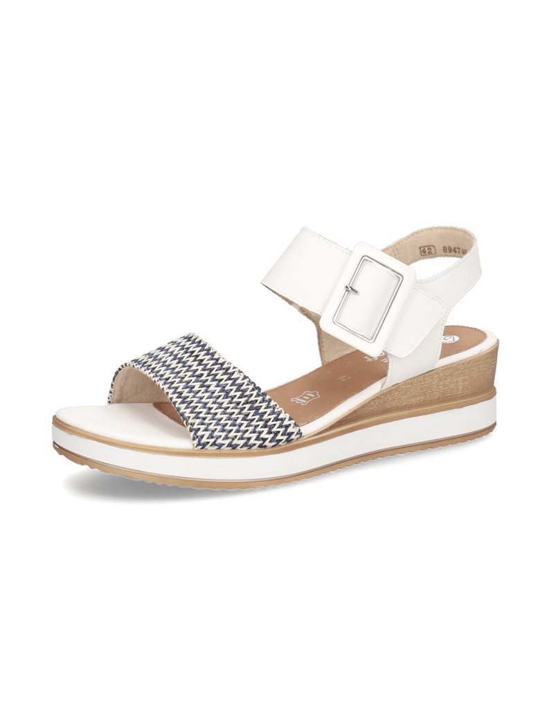 Remonte-Lederkombination-Keilsandale-weiss