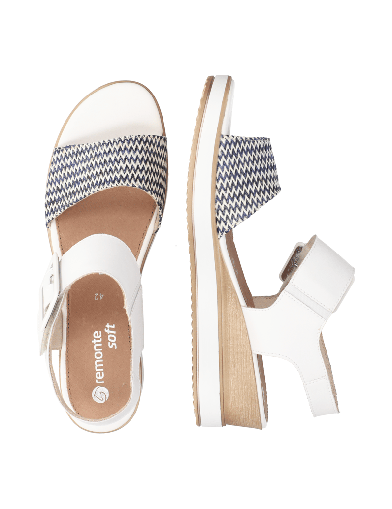 Remonte-Lederkombination-Keilsandale-weiss