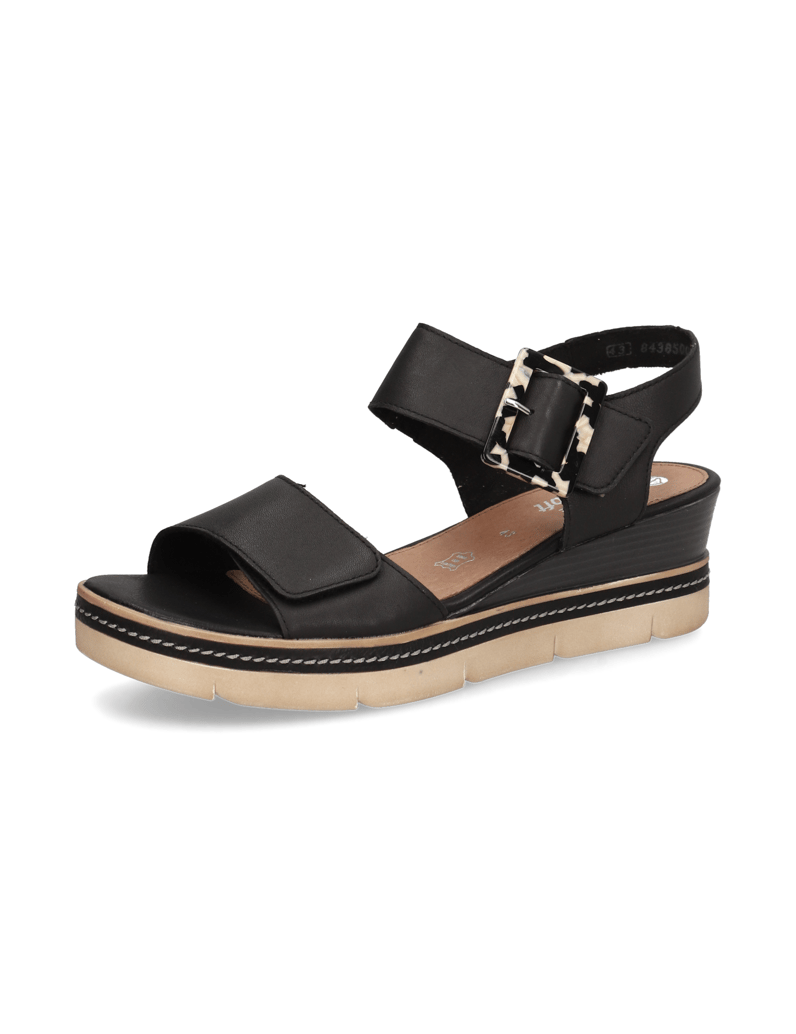 Remonte-Glattleder-Keilsandale-schwarz