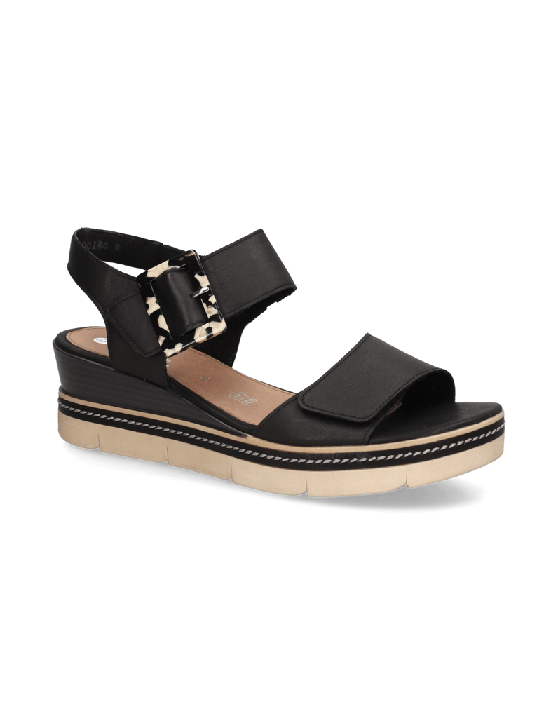 Remonte-Glattleder-Keilsandale-schwarz