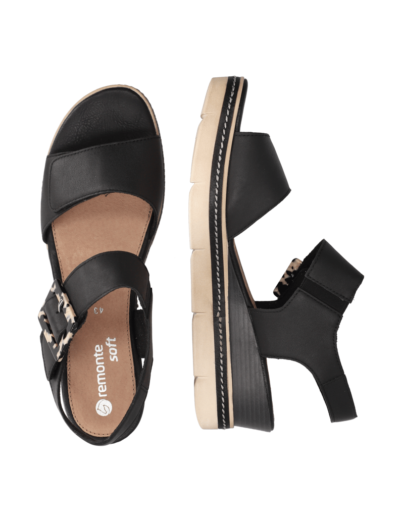 Remonte-Glattleder-Keilsandale-schwarz