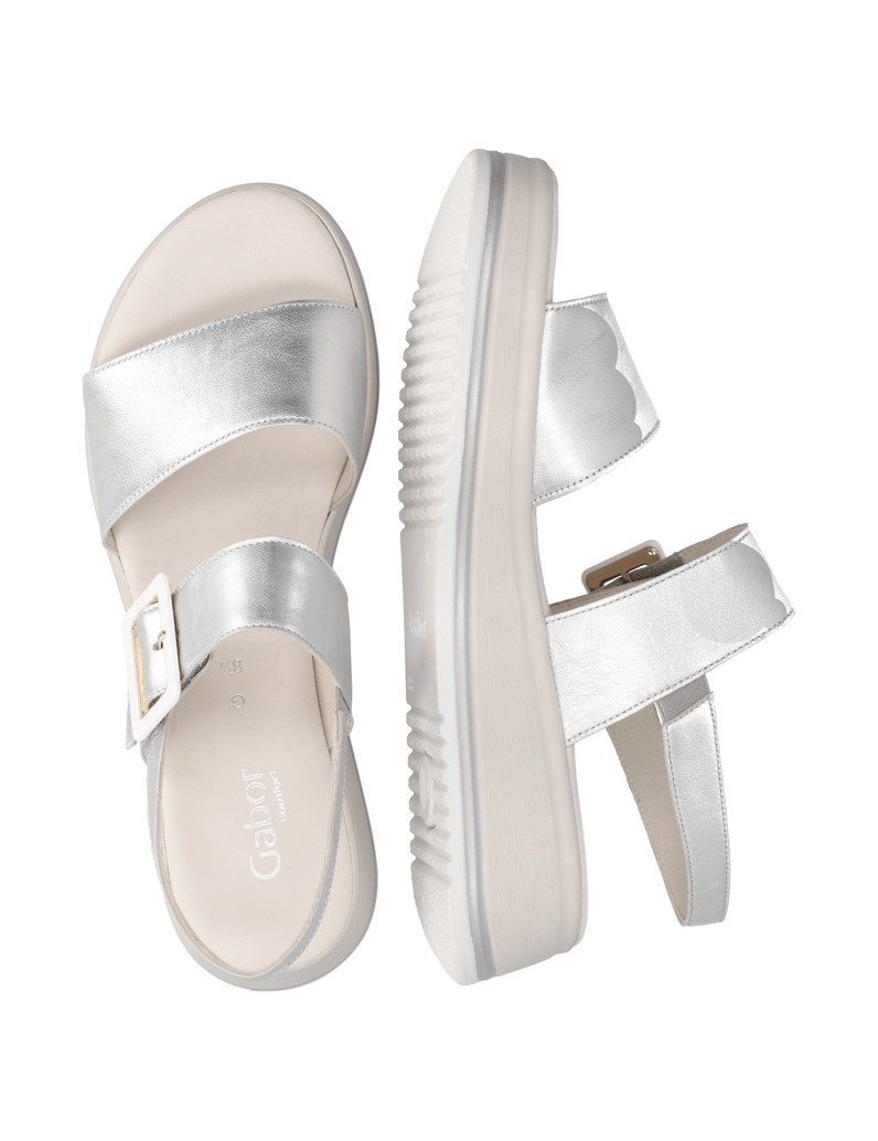 Gabor-hladká-kůže-sandály-stříbrná