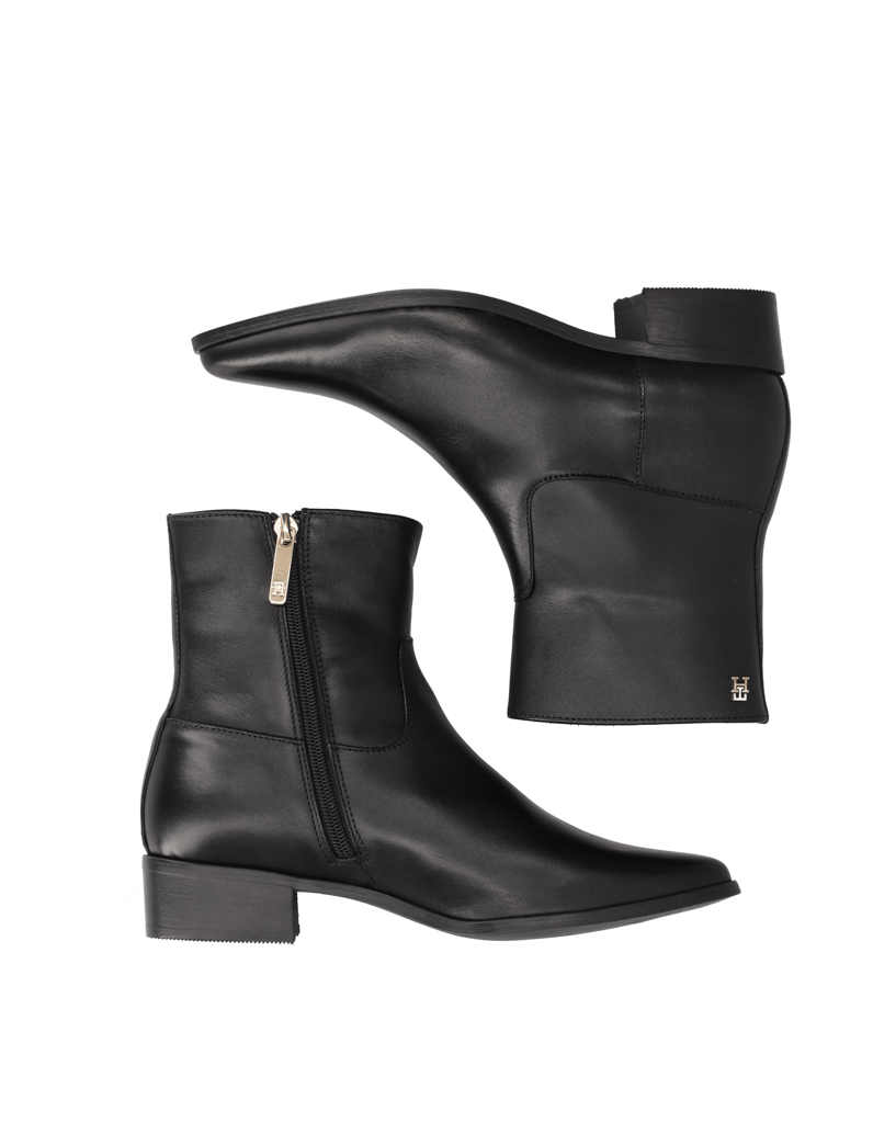 Tommy-Hilfiger-LEATHER-ANKLE-BOOT-W-ZIP-črna