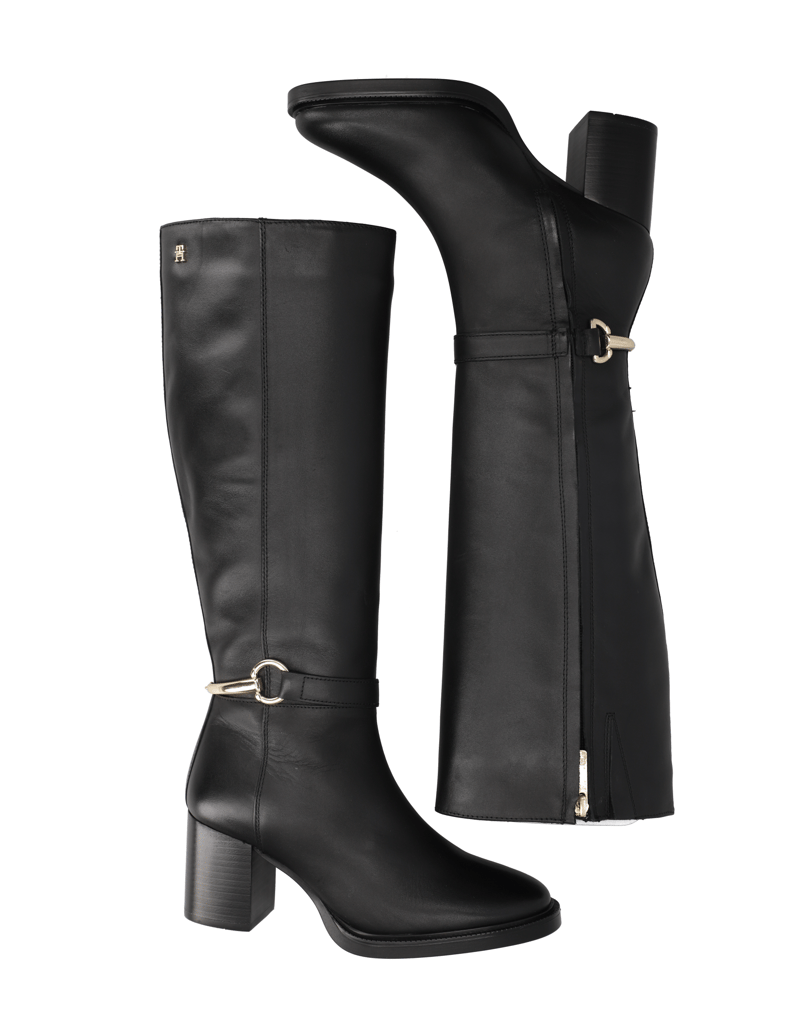 Tommy-Hilfiger-TH-STUD-HEEL-RIDING-KNEE-BOOT-črna