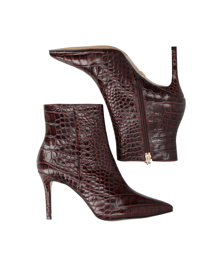 Kazar-Kastanienbraune-Stiefel-mit-geprägtem-Kr-rot