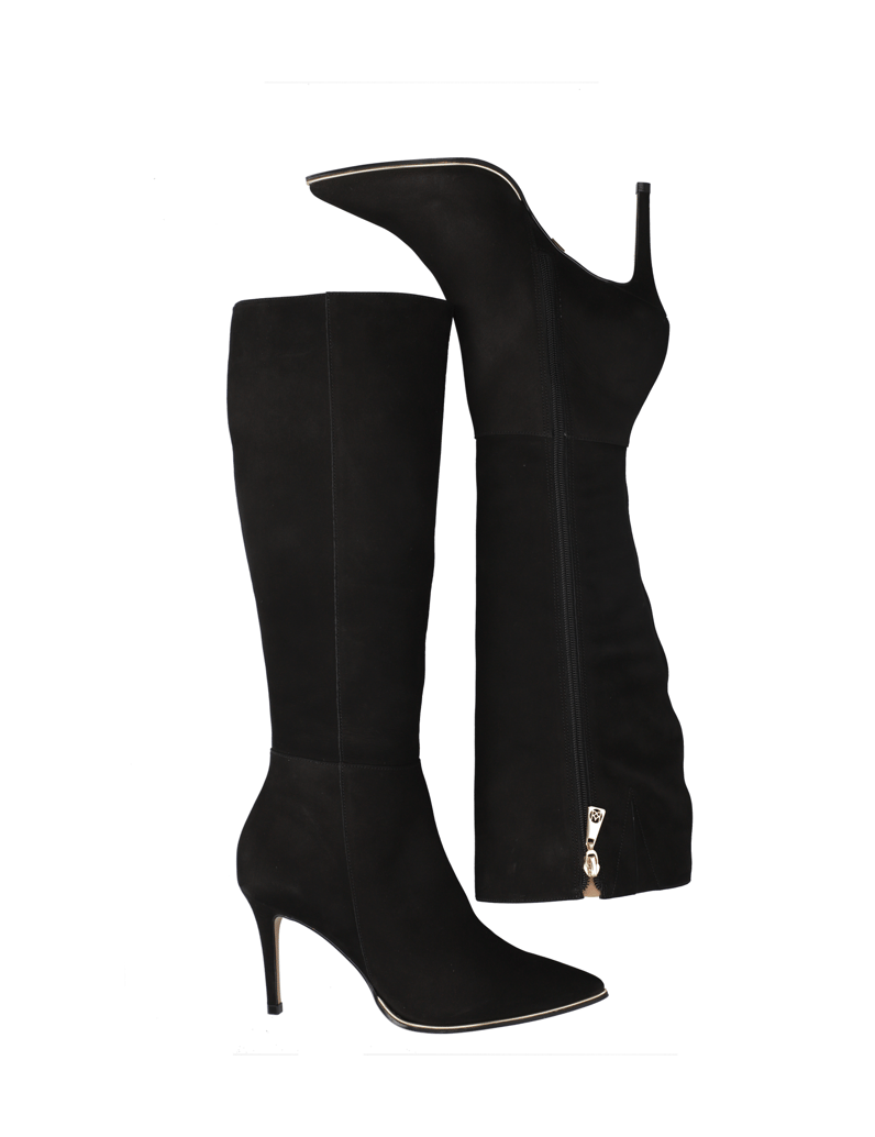 Kazar-Nubuklederstiefel-mit-spitz-zulaufender-schwarz