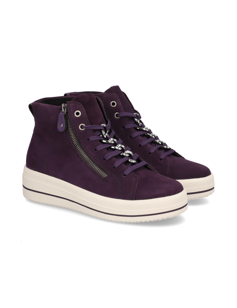 Remonte-Veloursleder-Schnürboot-lila