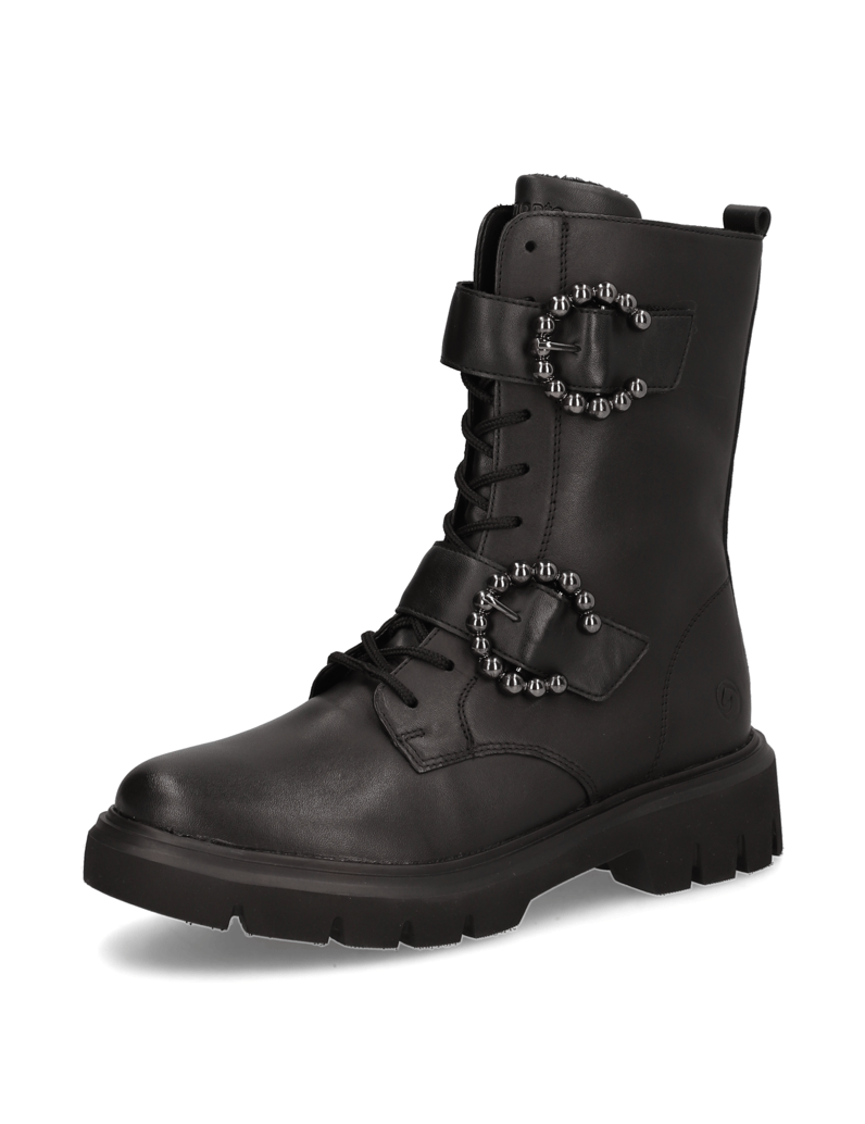 Remonte-Lederkombination-Schnürboot-schwarz