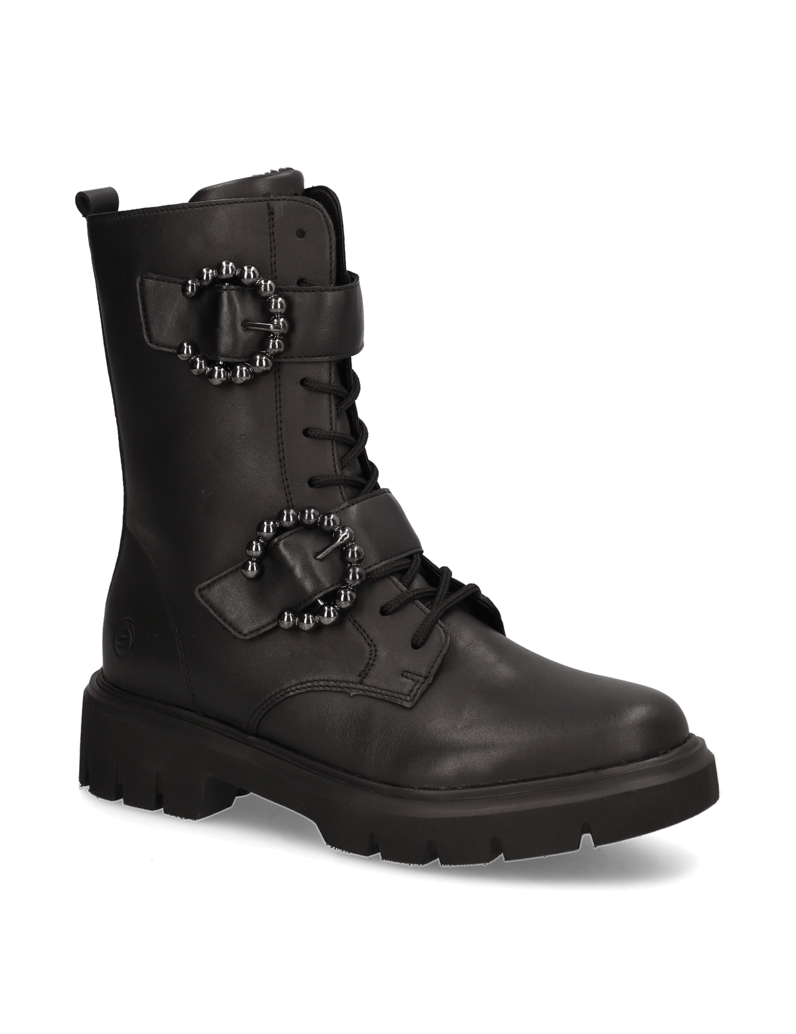 Remonte-Lederkombination-Schnürboot-schwarz