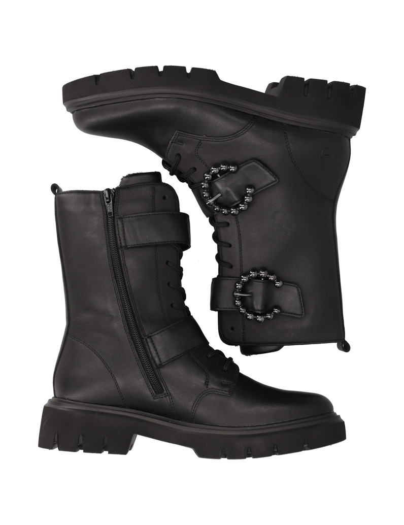 Remonte-Lederkombination-Schnürboot-schwarz