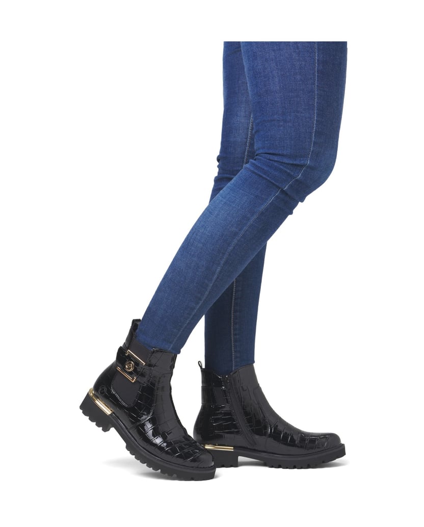 Remonte-Synthetik-Lack-Chelsea-Boot-schwarz