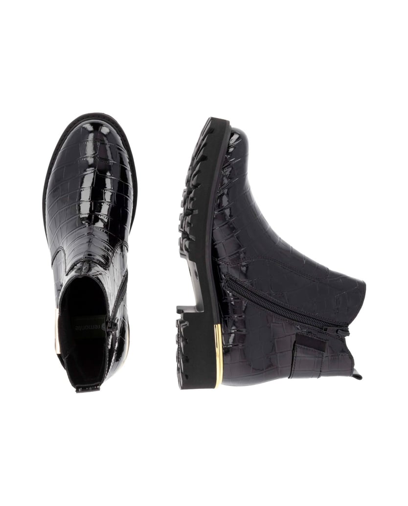 Remonte-Synthetik-Lack-Chelsea-Boot-schwarz