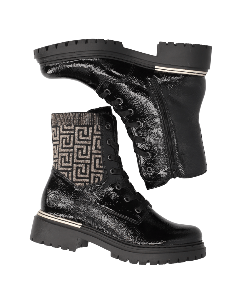 Rieker-Synthetik-Lack-Schnürboot-schwarz